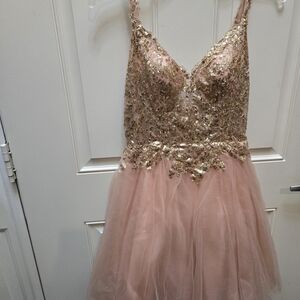 Pink and Gold Sequin Cocktail Dress, Size S